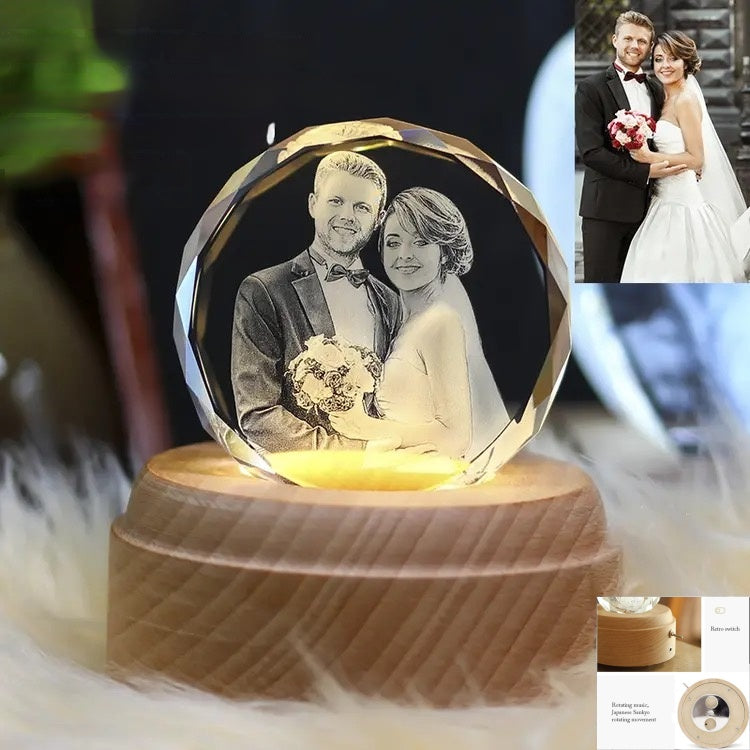 3D Crystal Photo Personalized Statue Luxury Gifts Monogrammed Family Gifts