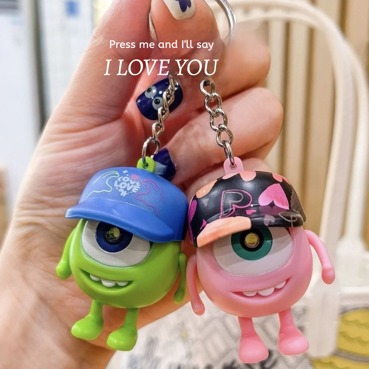 Enppy Gift Big Eye Pendant Vocal Cute Key Chain Best Gift for Valentine