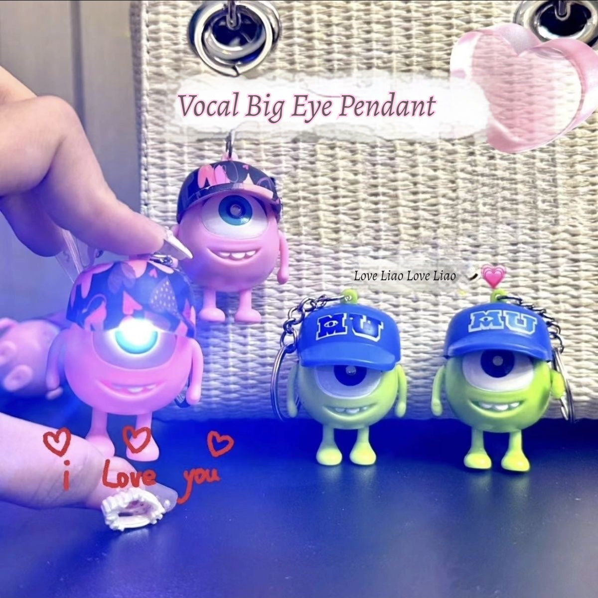 Enppy Gift Big Eye Pendant Vocal Cute Key Chain Best Gift for Valentine